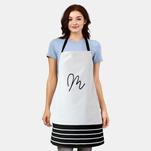 Geometrisch zwart-wit monogram schort (Gedragen)