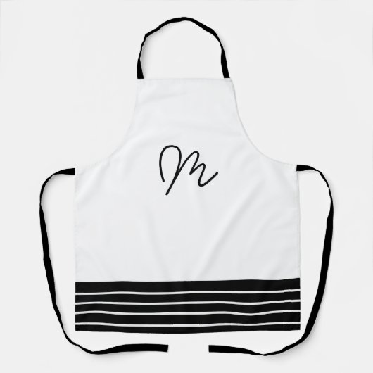 Geometrisch zwart-wit monogram schort (Voorkant)