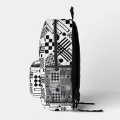 Geometrisch zwart-wit patroon bedrukte rugzak (Rechts)