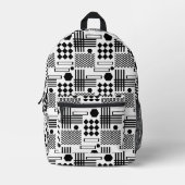 Geometrisch zwart-wit patroon bedrukte rugzak (Voorkant)