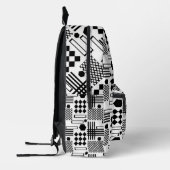 Geometrisch zwart-wit patroon bedrukte rugzak (Links)