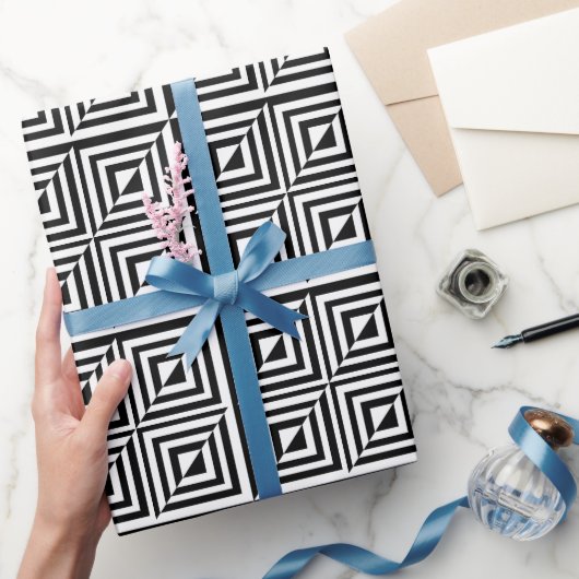 Geometrisch zwart-wit patroon cadeaupapier (Geschenken)