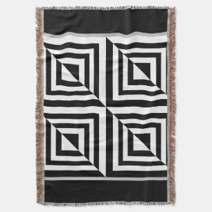 Geometrisch zwart-wit patroon deken