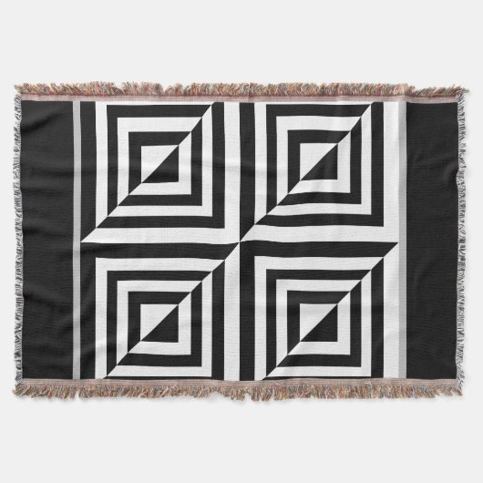 Geometrisch zwart-wit patroon deken (Voorkant)