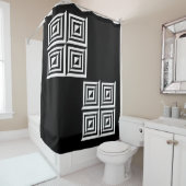 Geometrisch zwart-wit patroon douchegordijn (In situ)