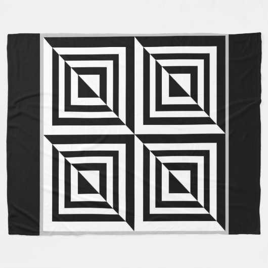 Geometrisch zwart-wit patroon fleece deken (Voorkant (Horizontaal))