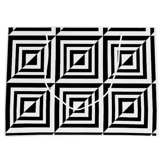 Geometrisch zwart-wit patroon groot cadeauzakje (Voorkant)