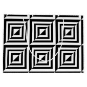 Geometrisch zwart-wit patroon groot cadeauzakje (Achterkant)