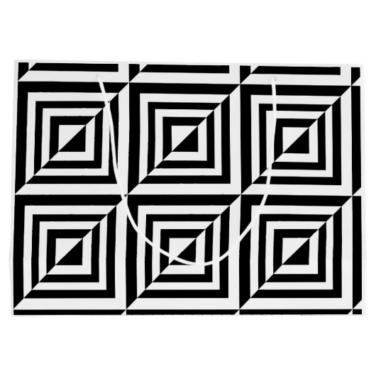 Geometrisch zwart-wit patroon groot cadeauzakje (Achterkant)