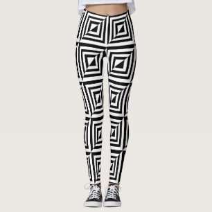 Geometrisch zwart-wit patroon leggings