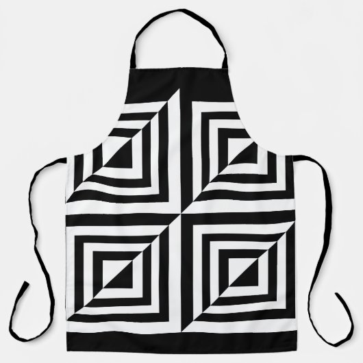 Geometrisch zwart-wit patroon schort (Voorkant)