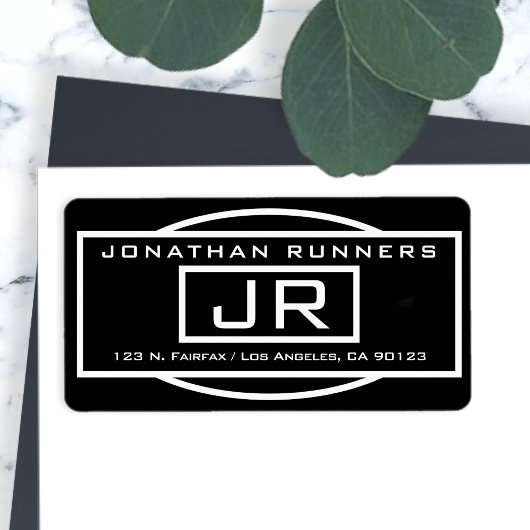 Geometrisch zwart-wit retouradres etiket