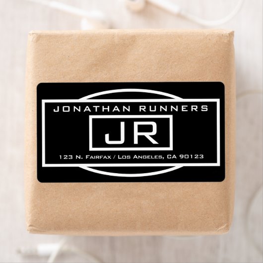 Geometrisch zwart-wit retouradres etiket (Insitu)