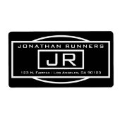 Geometrisch zwart-wit retouradres etiket (Voorkant)