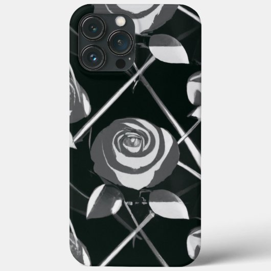 Geometrisch zwart-wit rozenpatroon Case-Mate iPhone case (Achterkant)