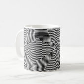Geometrisch zwart wit streeppatroon koffie thee koffiemok (Voorkant links)