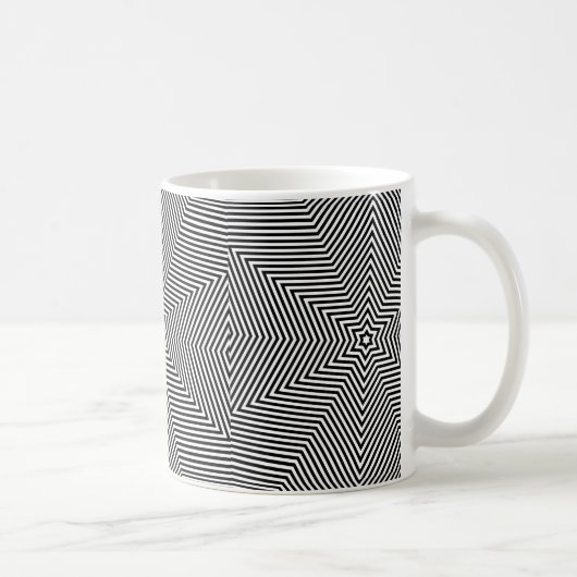 Geometrisch zwart wit streeppatroon koffie thee koffiemok (Rechts)