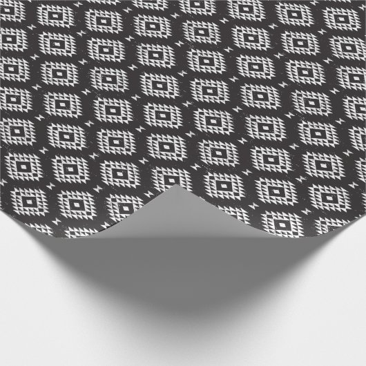 Geometrisch: Zwart-wit Tribal. Cadeaupapier (Hoek)