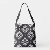 Geometrisch: Zwart-wit Tribal. Crossbody Tas (Achterkant)