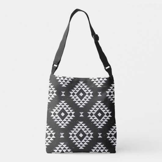 Geometrisch: Zwart-wit Tribal. Crossbody Tas (Achterkant)