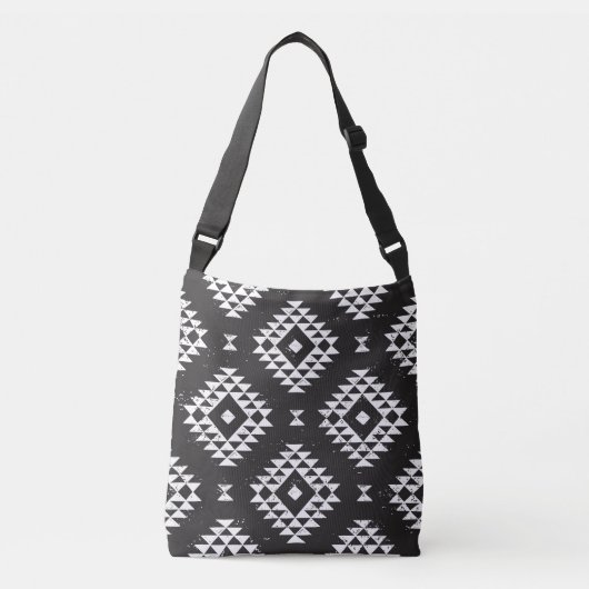 Geometrisch: Zwart-wit Tribal. Crossbody Tas (Voorkant)