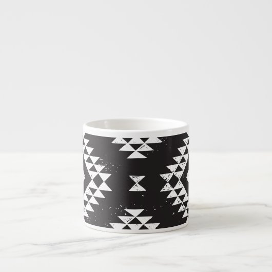 Geometrisch: Zwart-wit Tribal. Espresso Kop (Voorkant)