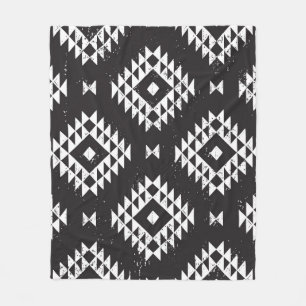 Geometrisch: Zwart-wit Tribal. Fleece Deken