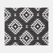 Geometrisch: Zwart-wit Tribal. Fleece Deken (Voorkant (Horizontaal))