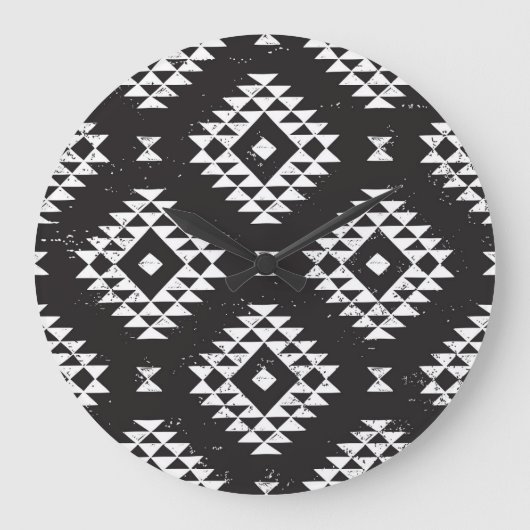 Geometrisch: Zwart-wit Tribal. Grote Klok (Voorkant)