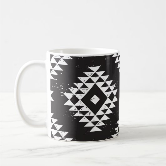 Geometrisch: Zwart-wit Tribal. Koffiemok (Links)