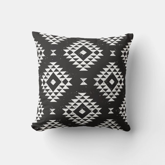 Geometrisch: Zwart-wit Tribal. Kussen (Voorkant)