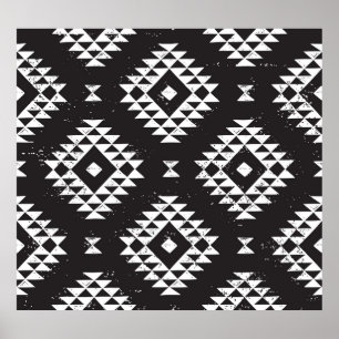Geometrisch: Zwart-wit Tribal. Poster