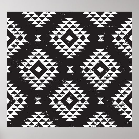 Geometrisch: Zwart-wit Tribal. Poster (Voorkant)