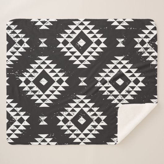 Geometrisch: Zwart-wit Tribal. Sherpa Deken (Voorkant (horizontaal))
