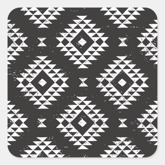 Geometrisch: Zwart-wit Tribal. Vierkante Sticker (Voorkant)