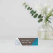 Geometrisch zwart, zwart, leder, papier, wit mini visitekaartje (Staand voorkant)