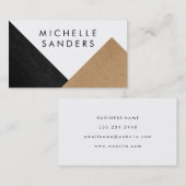 Geometrisch zwart, zwart, leder, papier, wit visitekaartje (Voorkant / Achterkant)