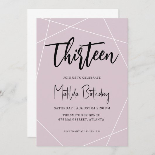 Geometrische 13e uitnodiging van de Birthday Party (Voorkant / Achterkant)