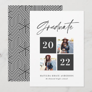 Geometrische 2 fototypografie zwart-wit afstudeerd aankondiging