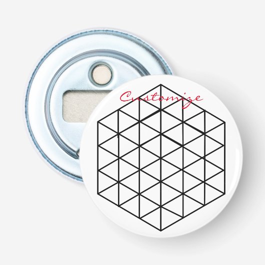 Geometrische 3-D Cube Thunder_Cove Button Flesopener (Voorkant)