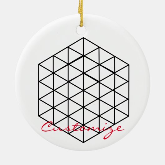 Geometrische 3-D Cube Thunder_Cove Keramisch Ornament (Achterkant)