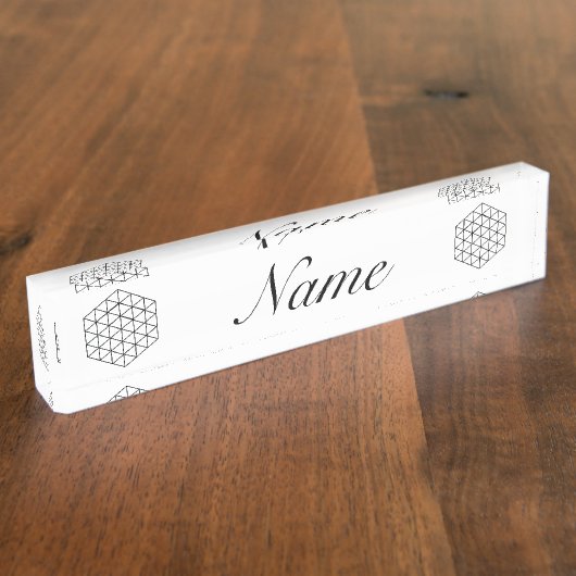 Geometrische 3-D Cube Thunder_Cove Naambordje (Zijkant)
