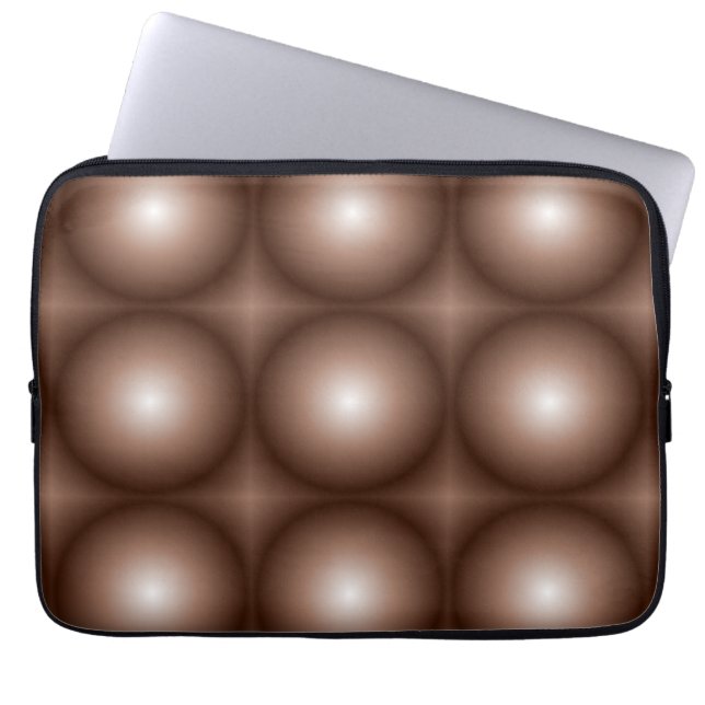 Geometrische 3D Cirkel Donkerbruin Mocha Mousse Wi Laptop Sleeve (Voorkant)