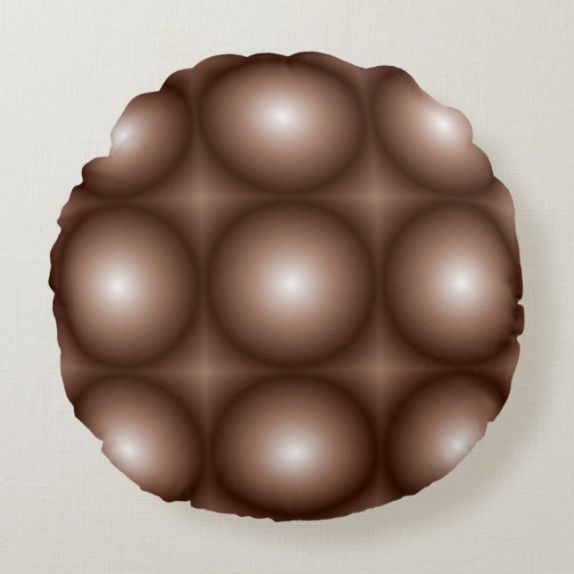 Geometrische 3D Cirkel Donkerbruin Mocha Mousse Wi Rond Kussen (Voorkant)