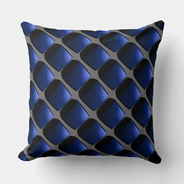 Geometrische 3d Design Modern Blue Grey Art Pillow Kussen (Voorkant)