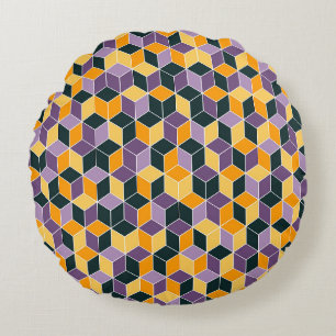 Geometrische 3D Kubus Naadloos Patroon Rond Kussen