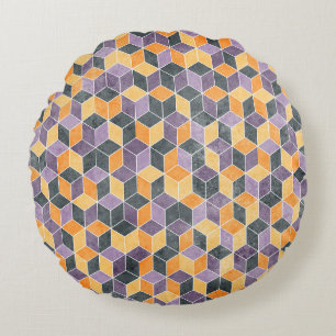 Geometrische 3D Kubus Naadloos Patroon Rond Kussen