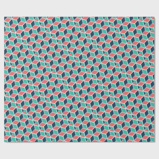 Geometrische 3D Kubus Patroon Wrapping Paper - Mod Cadeaupapier (Vlak)