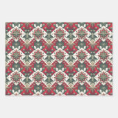 Geometrische 50-60s Kerstkleuren rood groen wit Inpakpapier Vel (Voorkant 2)