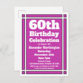 Geometrische 60e Paarse Briefkaart voor de uitnodi (Voorkant / Achterkant)